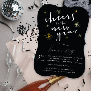 Invitation Salutations Au Nouvel An Starburst Soirée Élégante