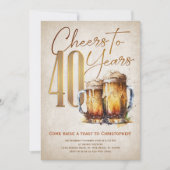 Invitation Salutations Beer Mens Funny 40e anniversaire (Devant)