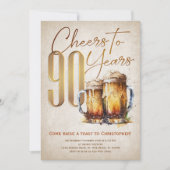 Invitation Salutations Beer Mens Funny 90e anniversaire (Devant)