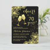 Invitation Salutations Champagne Floral Gold Black Anniversai (Debout devant)
