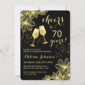 Invitation Salutations Champagne Floral Gold Black Anniversai (Devant)