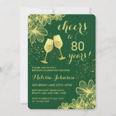Invitation Salutations Champagne Floral Gold Green Anniversai (Devant)
