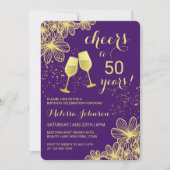 Invitation Salutations Champagne Floral Gold Purple Anniversa (Devant)