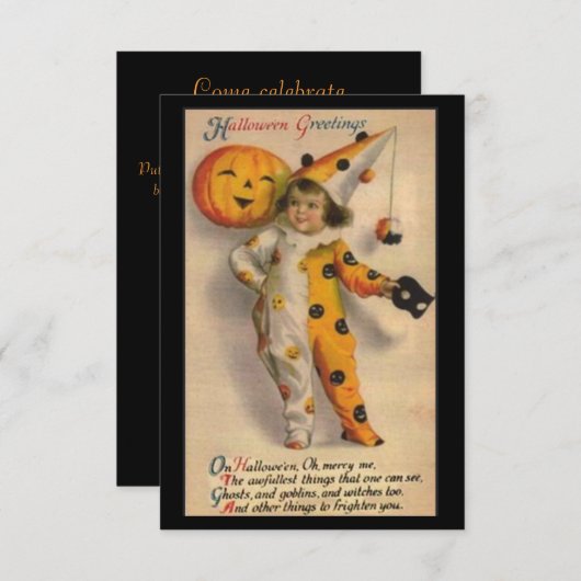 Invitation Salutations d'Halloween (Devant / Derrière)