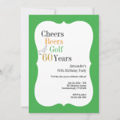 Invitation Salutations et bières Golf 60e Anniversaire Vert (Devant)