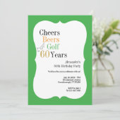 Invitation Salutations et bières Golf 60e Anniversaire Vert (Debout devant)
