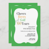 Invitation Salutations et bières Golf 60e Anniversaire Vert (Devant / Derrière)