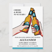 Invitation Salutations et bières Rustic Men Blue 92e annivers (Devant)