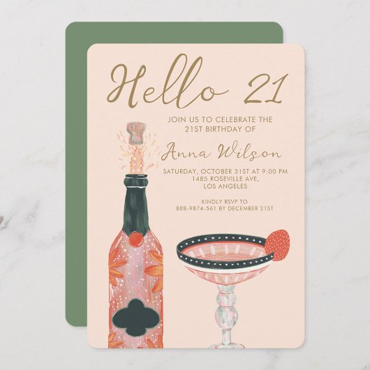 Invitation Salutations Fraise Rose et Brousse Bonjour 21 Anni