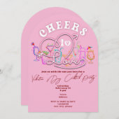 Invitation Salutations Pour Aimer Cocktail Rose Retro Journée (Devant / Derrière)