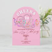 Invitation Salutations Pour Aimer Cocktail Rose Retro Journée (Debout devant)