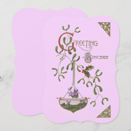 Invitation "Salutations Sincères" Vintage vierge (Devant / Derrière)