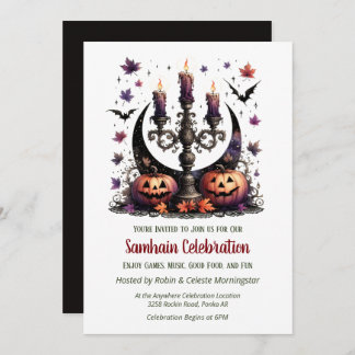 Invitation Samhain Moon Bats & Citrouilles Automne Halloween 