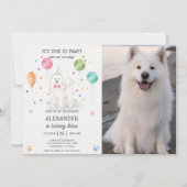 Invitation Samoyed Chien Pawty Chiot Anniversaire rose Photo (Devant)