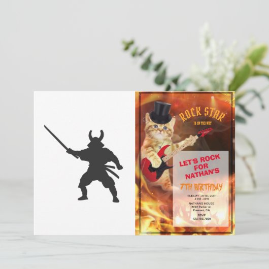Invitation Samurai Warrior avec épée - Choisir la couleur de (Debout devant)