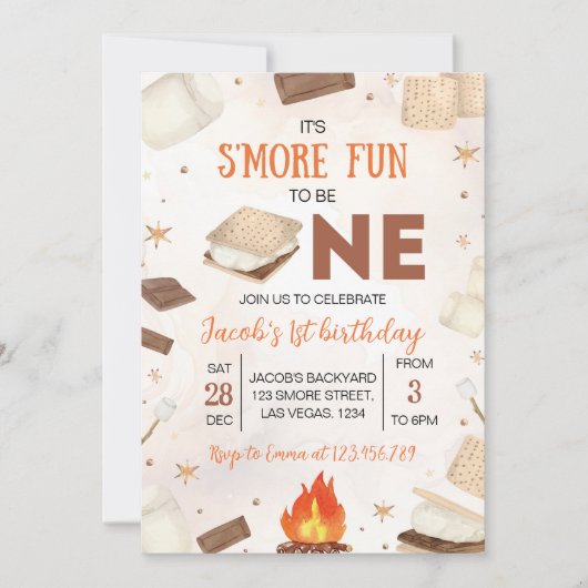 Invitation S'amuser pour être un morceau feu de camp Annivers (Devant)