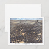 Invitation San Antonio, Texas, Antique Aerial City Map, 1873 (Devant / Derrière)