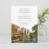 Invitation San Antonio Watercolor Birthday Weekend (Debout devant)