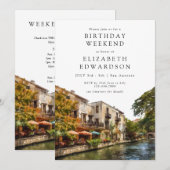 Invitation San Antonio Watercolor Birthday Weekend (Devant / Derrière)