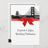 Invitation San Fran Skyline Etched BW Mariage rouge (Devant / Derrière)