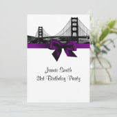 Invitation San Fran Skyline Etched BW Purple Anniversaire Par (Debout devant)