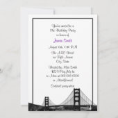 Invitation San Fran Skyline Etched BW Purple Anniversaire Par (Dos)
