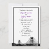 Invitation San Fran Skyline Etted BW Purple Mariage (Dos)
