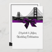 Invitation San Fran Skyline Etted BW Purple Mariage (Devant / Derrière)