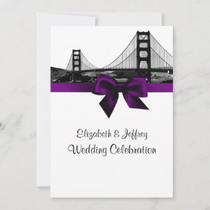 Invitation San Fran Skyline Etted BW Purple Mariage