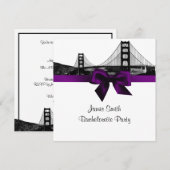 Invitation San Fran Skyline Etted BW Purple SQ Bachelorette (Devant / Derrière)