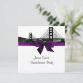 Invitation San Fran Skyline Etted BW Purple SQ Bachelorette (Debout devant)