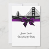 Invitation San Fran Skyline Etted BW violet Bachelorette (Devant)