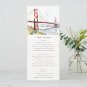 Invitation San Francisco Golden Gate Bridge Wedding Menu Card (Debout devant)