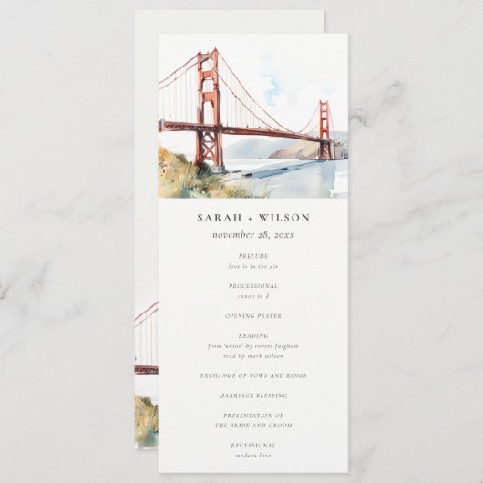 Invitation San Francisco Golden Gate Bridge Wedding Program (Devant / Derrière)