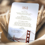 Invitation San Francisco Golden Gate Insérer les détails de l<br><div class="desc">Assurez-vous que vos invités ont tous les détails dont ils ont besoin pour votre mariage de San Francisco avec ces cartes d'information mariage étonnantes. L'avant de la carte présente une belle illustration de l'emblématique Golden Gate Bridge, capturant la beauté et le romantisme de la ville. La typographie est sophistiquée et...</div>