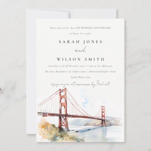 Invitation San Francisco Golden Gate Wedding Anniversary (Devant)