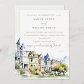Invitation San Francisco Painted Ladies Landscape Engagement (Devant / Derrière)