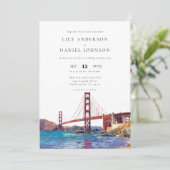 Invitation San Francisco Watercolor Elegant Wedding (Debout devant)