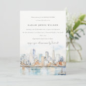 Invitation San Francisco Watercolor Landscape Bridal Shower (Debout devant)