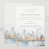 Invitation San Francisco Watercolor Landscape Bridal Shower (Devant / Derrière)