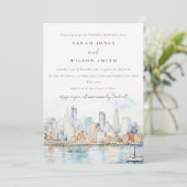 Invitation San Francisco Watercolor Landscape Wedding Shower (Debout devant)