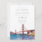 Invitation San Francisco Watercolor QR Code Wedding (Devant)