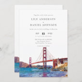 Invitation San Francisco Watercolor QR Code Wedding (Devant / Derrière)