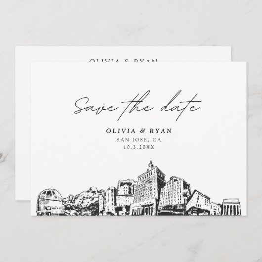 Invitation San Jose CA Wedding Save the Date Modern (Devant / Derrière)