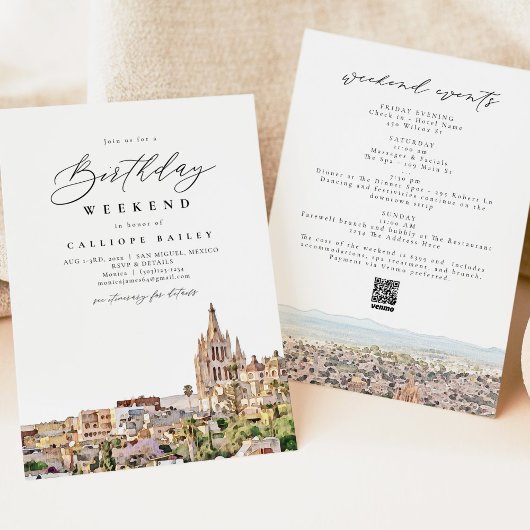 Invitation SAN MIGUEL MEXICO Voyage Anniversaire