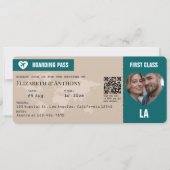 Invitation Sand Beige & Ocean Teal Boarding Pass Wedding (Devant)