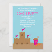 Invitation Sand Castle Beach et fête d'anniversaire d'été (Devant)