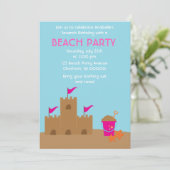 Invitation Sand Castle Beach et fête d'anniversaire d'été (Debout devant)