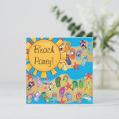 Invitation Sandales Sunshine Fête sur la Plage (Debout devant)