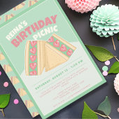 Invitation Sandwich à la fraise Matcha Anniversaire Pique-niq